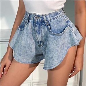 Light Blue Denim Butterfly Shorts